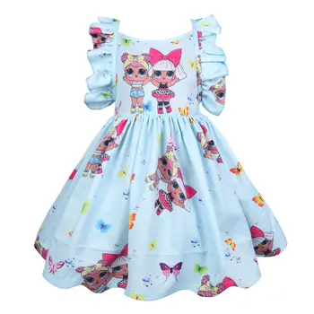 Naujas Baby Girl Vasaros Princesė Dress Girls Cartoon LOL Staigmena Spausdinti Vest Suknelės LOL Vaikų Šalis Drabužiai