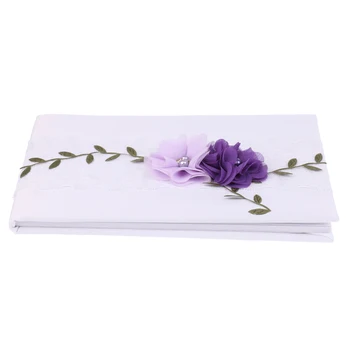 White Satin Violetinė Gėlių Vestuvių Svečių Knyga Parašo Knygą Prekes