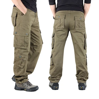 Karinės Cargro Kelnės, vyriški Atsitiktinis Palaidų Ilgos Kelnės Medvilnė Tactical Kelnes Vyrams Multi Pocket Armijos Negabaritinių Hombre Dydis 29-42