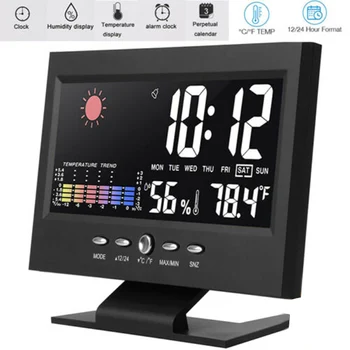 LED Spalva Orų Prognozė Laikrodis Temperatūros ir Drėgmės Amžiną Kalendorių Apšvietimu Žadintuvas Ne Baterija