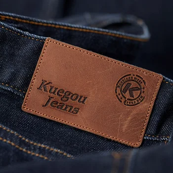 KUEGOU Medvilnės rudenį Vyras jeans mėlyna juoda Micro elastingumą džinsai slim Mados Aukštos kokybės džinsai vyrų Kelnių užtrauktukas dydis KK-2905