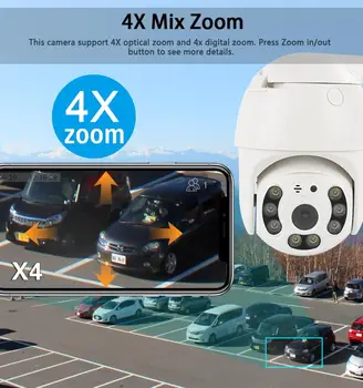 IP Kameros 1080P PTZ Belaidžio Vandeniui AI Žmogaus Aptikimo 4X Digital Zoom Speed Dome WiFi Saugumo VAIZDO Kamera, Garso
