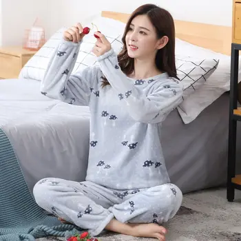 Žiemos Flanelė Pižama Rinkiniai Moterims Pajama Nustatyti Moterų Sleepwear Namų Drabužių Atsitiktinis Homewear Moteriškos Pižamos