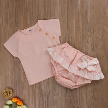 Ma&Baby 0-24M Vasaros Naujagimiui Baby Girl Drabužiai Nustatyti Marškinėliai Lankas Raukiniai Šortų Komplektus