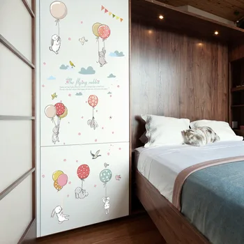Animacinių Filmų Balionas Bunny Triušiai Sienų Lipdukai Vaikams Kambarys, Svetainė, Miegamasis, Vaikų Darželio Klasėje Dekoratyvinės Sienų Lipduko Freskos