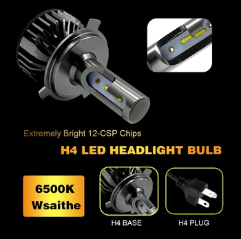 2vnt H4 H7, LED Žibintų Lemputė Canbus Super Šviesus 16000ml ZES Žetonų H1 H3 H11 H27 880 HB3 9005 9006 9007 6500K Auto Rūko Žibintas