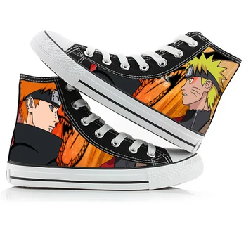 WHOHOLL Anime Naruto Spausdinti Drobė Batai Sasuke Naruto High-top Studentų Vulcanize Batai Classic Grafiti Laisvalaikio Sportbačiai