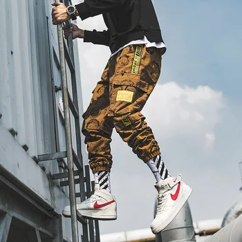 Vyrai Spausdinti Jogger Ziajać 2019 Hip-Hop Grobis Krovinių Kelnės Mados Spausdinti Haremas Poilsiu Kelnės Streetwear Vyrų