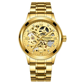 Prabangos Prekės vyriški Laikrodžiai Automatinis Mechaninis laikrodis Vyrų Šviesos Laikrodis Nerūdijančio Plieno Tinklelio Juostos Sporto Aukso Laikrodžiai