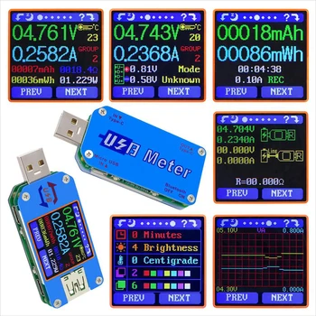 RD UM25 UM25C APP USB 2.0 Tipas-C LCD Voltmeter ammeter įtampa srovės matuoklis baterija usb Testeris