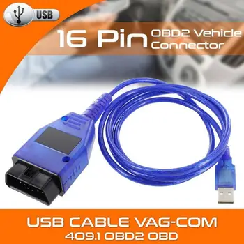 Automobilinis USB Vag-Com Sąsajos Kabelis KKL VAG-COM 409.1 OBD2 OBD II Diagnostikos Skaitytuvas Auto Laidas Aux V W Vag Com Sąsaja