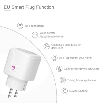 WiFi Smart Plug ES MUMS JK Adapteris Belaidis Nuotolinio Valdymo Balsu Elektros Energijos Monitorius Lizdo Laikmatis Lizdas Alexa 