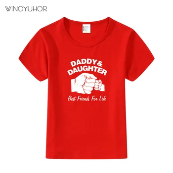 Tėtis Ir Dukra Geriausiais Draugais Gyvybės Print T Shirt Vaikų Gimtadienio Dovana T-shirt Baby Merginos Viršūnes Tee Vasaros Drabužiai Vaikams