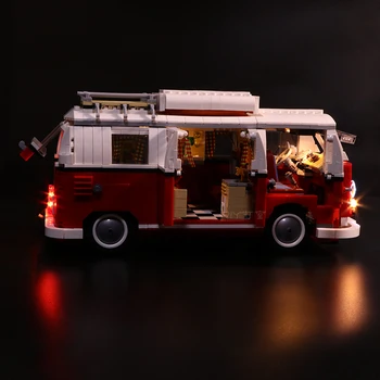 Led Šviesos Nustatyti 10220 Kūrėjas Volkswagen T1 Camper Van Statybiniai Blokai, Plytos Žaislas(LED šviesos+Baterijos langelį)