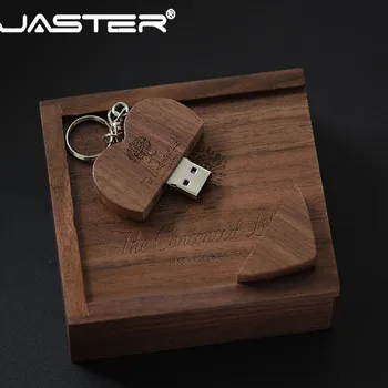 JASTER karšto medinė USB 2.0 širdį + box usb flash drive 4GB 8GB 16GB 32GB 64GB pendrive memory stick LOGOTIPĄ nemokamas pristatymas