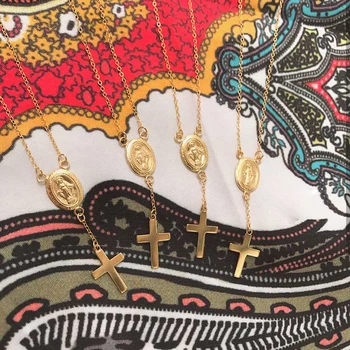 Aukso Užpildytas Monetos Karoliai Rankų Darbo Choker Kryžiaus Pakabukas Aukso Kolye Collares Papuošalai Riverdale Collier Femme Karoliai Moterims