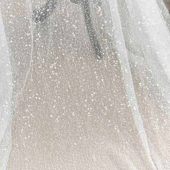 1Meter Nuotaka Vestuvių Suknelės Nėrinių Medžiagos 2018 Naujausius Prabangos Off White Net Tiulio, Nėrinių Audinys Su Allover Perlai ir Blizgučiai