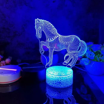 Led 3D Naktį Šviesos Jodinėjimas Modelis naktinė lempa Vaiko Miegamasis Dekoro Stalo Lempos 16 Spalvos su nuotolinio