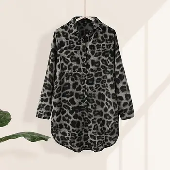 Mados Moterų Marškinėliai Seksuali Leopardas Spausdinti Palaidinės Celmia Plius Dydis Atsitiktinis Ilgomis Rankovėmis Viršūnes Mygtukai Elegantiškas Biuras Ilgai Blusas 7