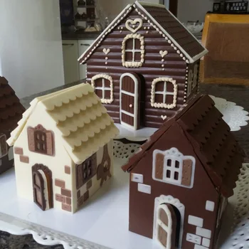 2 Vnt/Set 3D Kalėdų Silikono Formos Meduoliai su imbiero priedais Namai Forma Šokoladinis Pyragas Pelėsių 