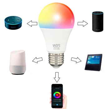 E27/B22 Smart 9W LED Lemputės WiFi RGB Šviesos App Valdymas Balsu, Google, Alexa naujųjų metų dekoracijas prekių 2021 kambario dekoro lempos