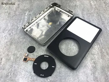 Knotolus juoda priekiniai faceplate sidabro atgal būsto padengti clickwheel mygtuką iPod 6 7 gen classic 80gb 120gb 160gb