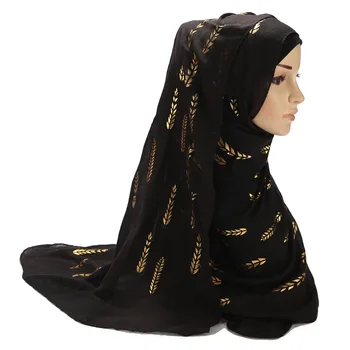 Minkštųjų Kviečių spausdinti medvilnės Hijab Šalikas turbaną Musulmonų galvos skara šaliai arabų šalikai, šaliai, kaklaskarės už ponios musulmonų šalikai moterų headwrap