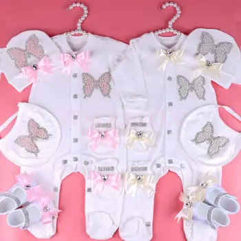 Naujagimio drabužių komplektas 0-3 mėnesių kūdikiui, mergaitei, berniukui drabužių pearl drugelis jumpsuit kalnų krištolas lankas pižama apranga dovanų naujus 2020 m.