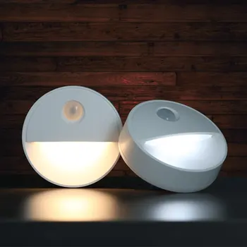Karšto pardavimo LED Infraraudonųjų spindulių Žmogaus Indukcijos Naktį Šviesos Pusę mėnulio formos Spintos Miegamajame Spinta Naktį Šviesos Kūdikių Namų Sienos Lempos