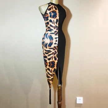 Lotynų Šokių Suknelė Juoda Leopard Susiuvimo Kutas Rankovių Maišelį Klubo Sijonas Moterims Latino Salsa Konkurencijos Veiksmingumo Dėvėti DN2453