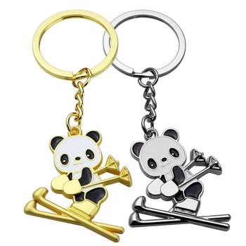 Kūrybos national Treasure Animacinių filmų Panda Metalo Slidinėjimo Key chain Žiemos Žaidimai dovanos populiariausių papuošalų maišelis raktų pakabukas pakabukas pendan