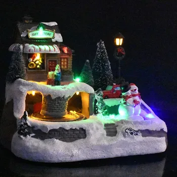 1Pc Fluorescentinė Mažas House Muzikos LED Šviesos Važiuoti Apšvietimo Kalėdų Dervos Kalėdų Kaime, Name, Naujas Miestas