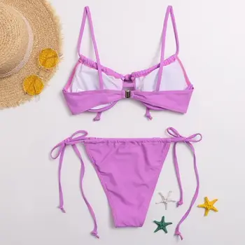 Sexy Moteris Push Up Bikini Komplektas Purpurinis 2020 M. Maudymosi Kostiumėliai, Maudymosi Kostiumėlį Mergina Aukštos Sumažinti Maudymosi Kostiumą, Vasarą Biquini Paplūdimio Dėvėti Bikinius Juoda