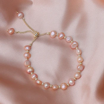 Elegantiškas Rožinė/Balta Spalva Baroko Natūralių Gėlavandenių Perlų Apyrankės, Bangles Moterų Mados Juvelyrikos 2021 Dovana YBR185