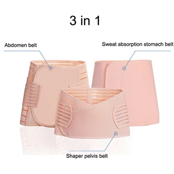 Po Gimdymo Pilvo Diržas Nėščioms Moterims Kūno Shapewear Lieknėjimo Tvarsčiu 3 In1 Korsetas Juosmens Diržas Shaper