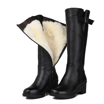 ASUMER dydis 35-43 mados natūralios odos batai, suapvalinti tne zip vidurio blauzdos batai moterims shearling vilnos žiemą laikyti šiltai sniego batai