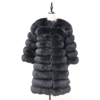 Natūralaus lapės kailio paltai originali storio karšta, žiema ilga striukė su outwear rankovės gali priimti užsakymą pagaminti