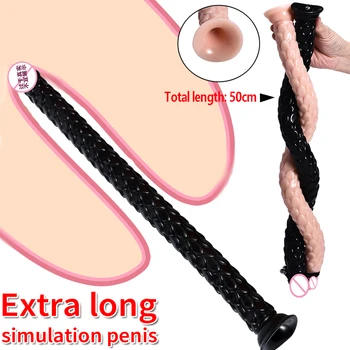 50cm Super Ilgai, Silikoninis Dildo Su siurbtuko žvynų Faktūra Realistiškas Penis Moterų Makšties Masturbacija Analinis Kaištis Sekso Žaislas