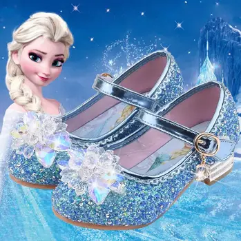 Disney nauja Elsa Bateliai Mergaitėms Cartoon Vaikų Odos Batai Užšaldyti Princesė Vaikams, Batai Mergaitei Basutės Suknelė Sniego Karalienė Sandalas