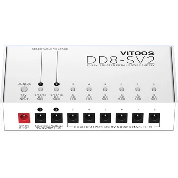 VITOOS DD8-SV2 ISO8 atnaujinti efektu pedalas, maitinimo visiškai izoliuotas Filtras ripple Triukšmo mažinimas Didelio galingumo Skaitmeninis efektorius
