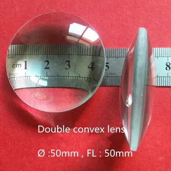 2 vnt dvigubo cilindro biconvex stiklo objektyvas 50mm skersmens, 50mm židinio nuotolio fizinių optinių Eksperimentas
