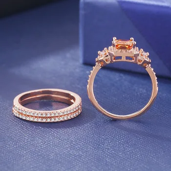 2021 naujas prabangus Rožių Aukso spalvos princesė vestuvių žiedas rinkinys moterims lady jubiliejų dovana, papuošalai bague femme homme anelli R5085