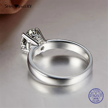 Shipei 925 Sterlingas Sidabro Fine Jewelry Balto Aukso Apvalios Baltos Safyro Sužadėtuvių Pažadas Žiedas Moterims Valentino Dieną