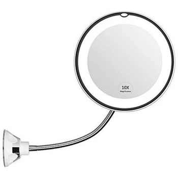 360 laipsnių lanksti apšvietimo veidrodį 10 kartų didinamojo stiklo kosmetinis veidrodėlis su LED žibintai, vonios kambario, miegamojo, stalo lempa