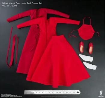 VERYCOOL VCL-1003 1/6 Senovės Suknelė Raudonos spalvos Sijonas Drabužių Komplektas Tinka 12