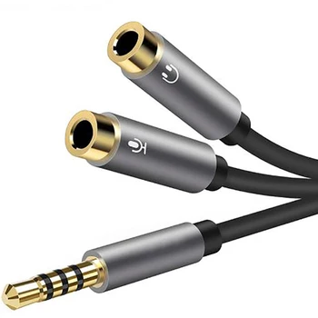 Audio Splitter Cable 3.5 mm Vyrų ir 2 Moterų Jack 3.5 mm Mic Y Splitter Aux Kabelis 