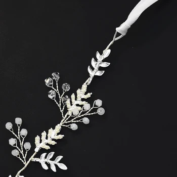 Nuotakos Lankelis Vestuvių Plaukų Papuošalai lapų Pearl Kristalų ekrano užsklandą Nuotaka Plaukų Aksesuarai, Vestuviniai Tiara Vestuvių Lankelis Gėlių