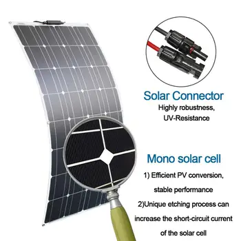 Universalus saulės kolektorių 100w-300w lanksčius saulės energijos skydelis rinkinys automobilių jūrų lauko kempingas