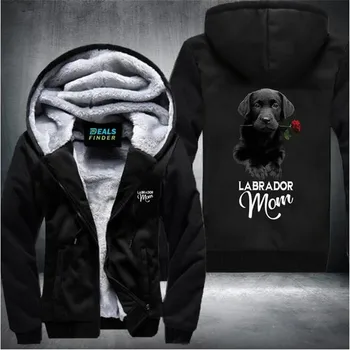 Juoda Labradoro Mama Mens Žiemos Hoodies Vyrų Harajuku Aukštos Kokybės Laisvalaikio Megztiniai Zip Šiltą Sportinę Aprangą Tirštėti Šiltas Outwear