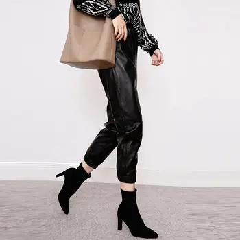Krovinių kelnės moterims atsitiktinis plius dydis 2020 m. žiemą, rudenį naujų mados natūralios odos kelnės Streetwear kelnės